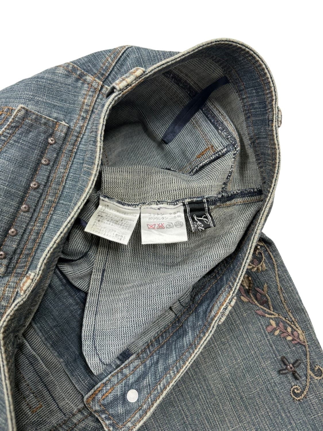 빈티지 비즈 자수 와이드 부츠컷 팬츠 상품이미지4