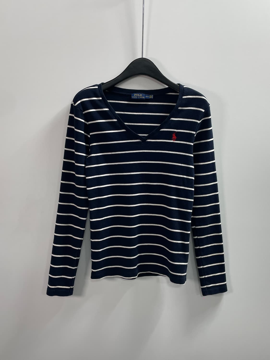 폴로 랄프로렌 우먼스 브이넥 니트 롱슬리브 긴팔티 (on.749) 상품이미지1