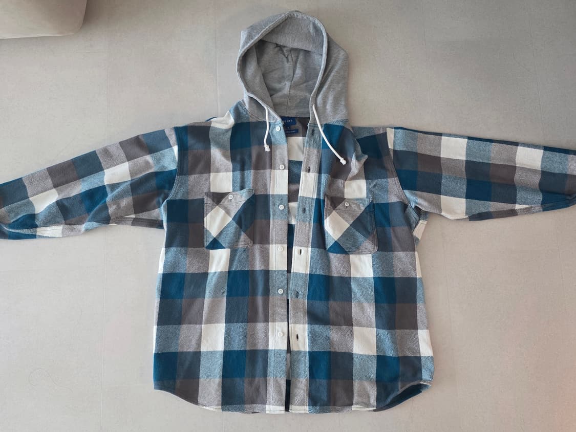 BEAMS 체크 후드 셔츠 상품이미지1