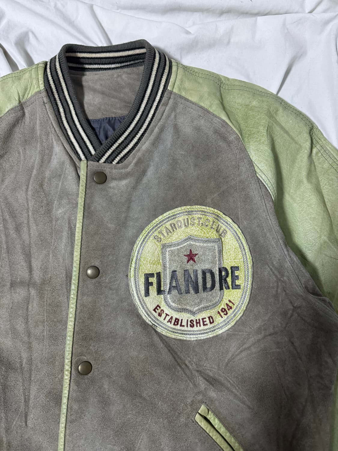 빈티지 스웨이드 소가죽 바시티 자켓 상품이미지3