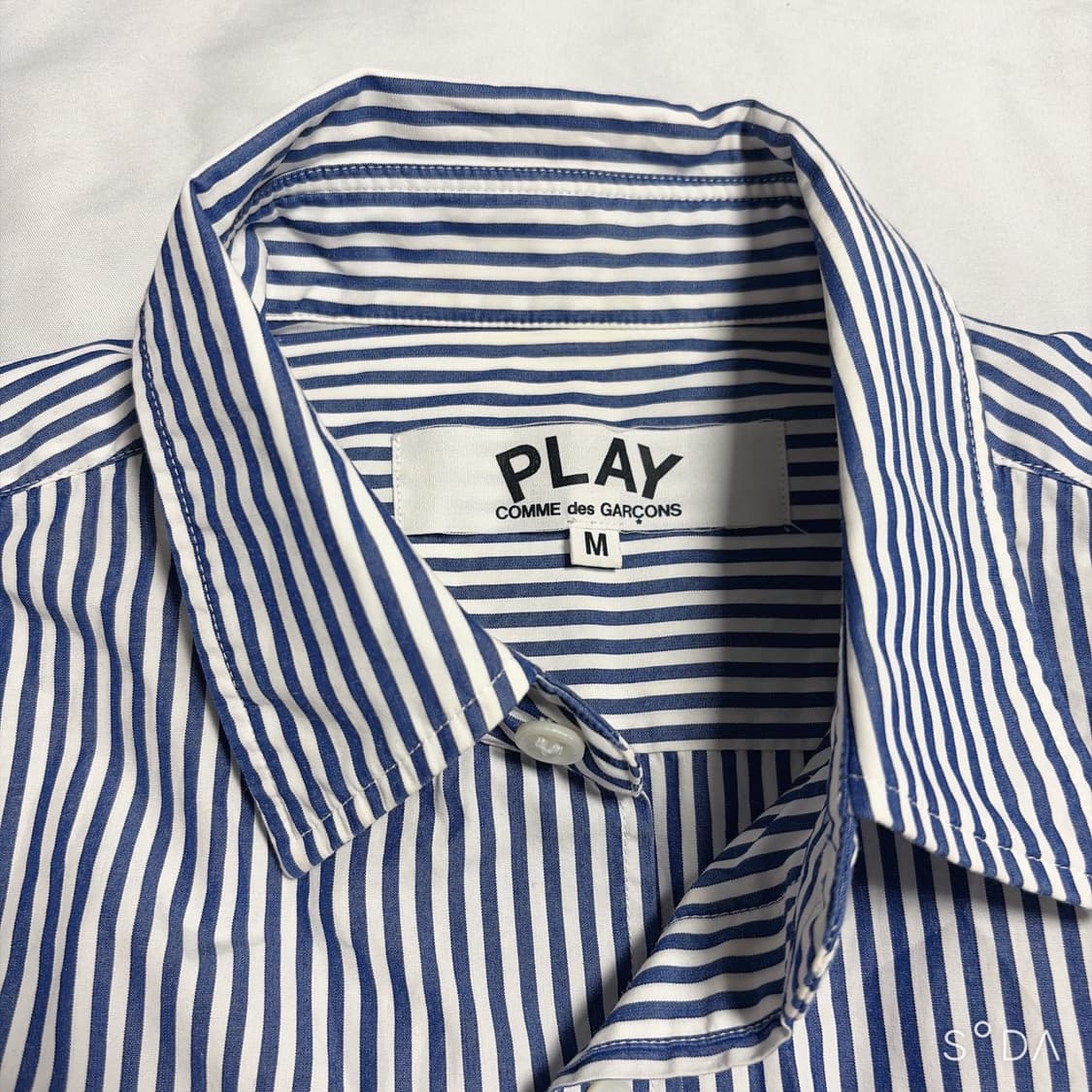 꼼데가르송 플레이 스트라이프 셔츠 M 블루 상품이미지2