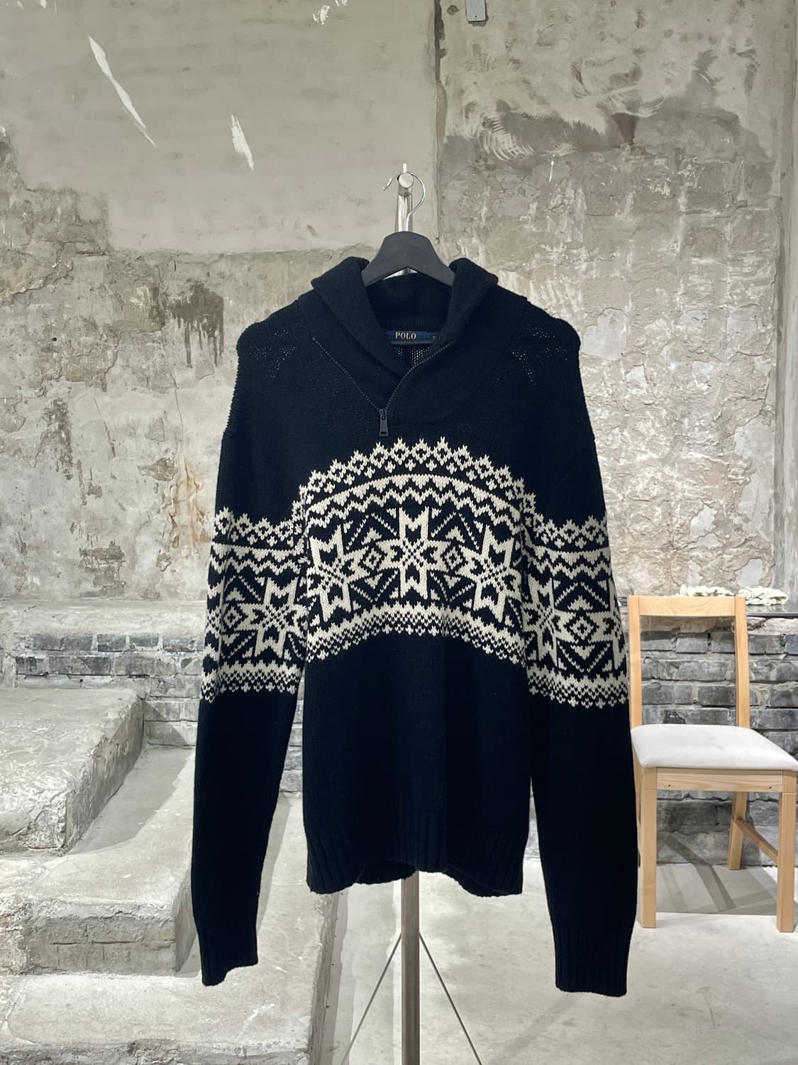 폴로 랄프로렌 블랙 노르딕 쿼터 집 숄 카라 스웨터 상품이미지1