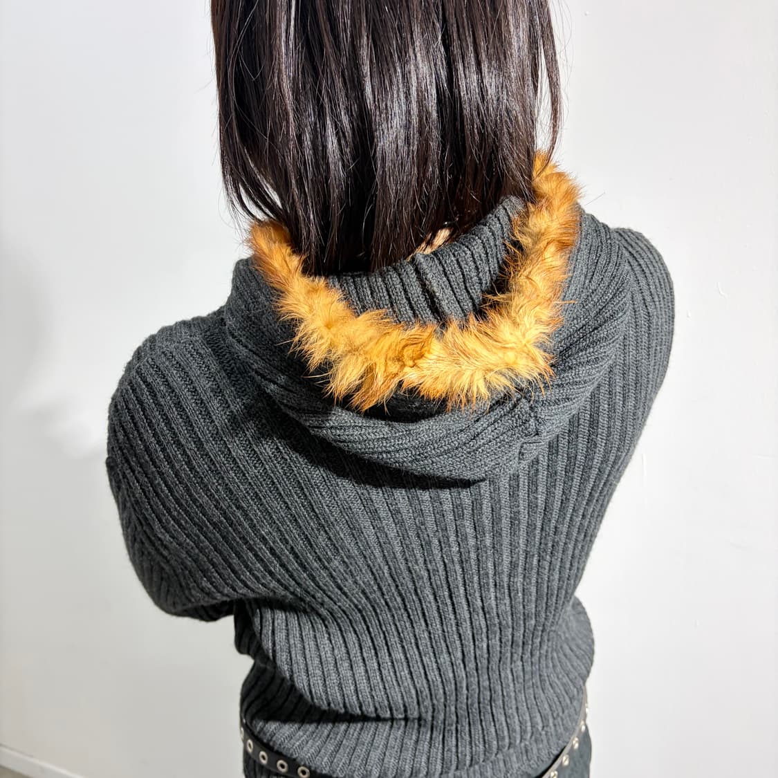 Amava arzuaga 차콜 퍼 니트 후드 상품이미지5