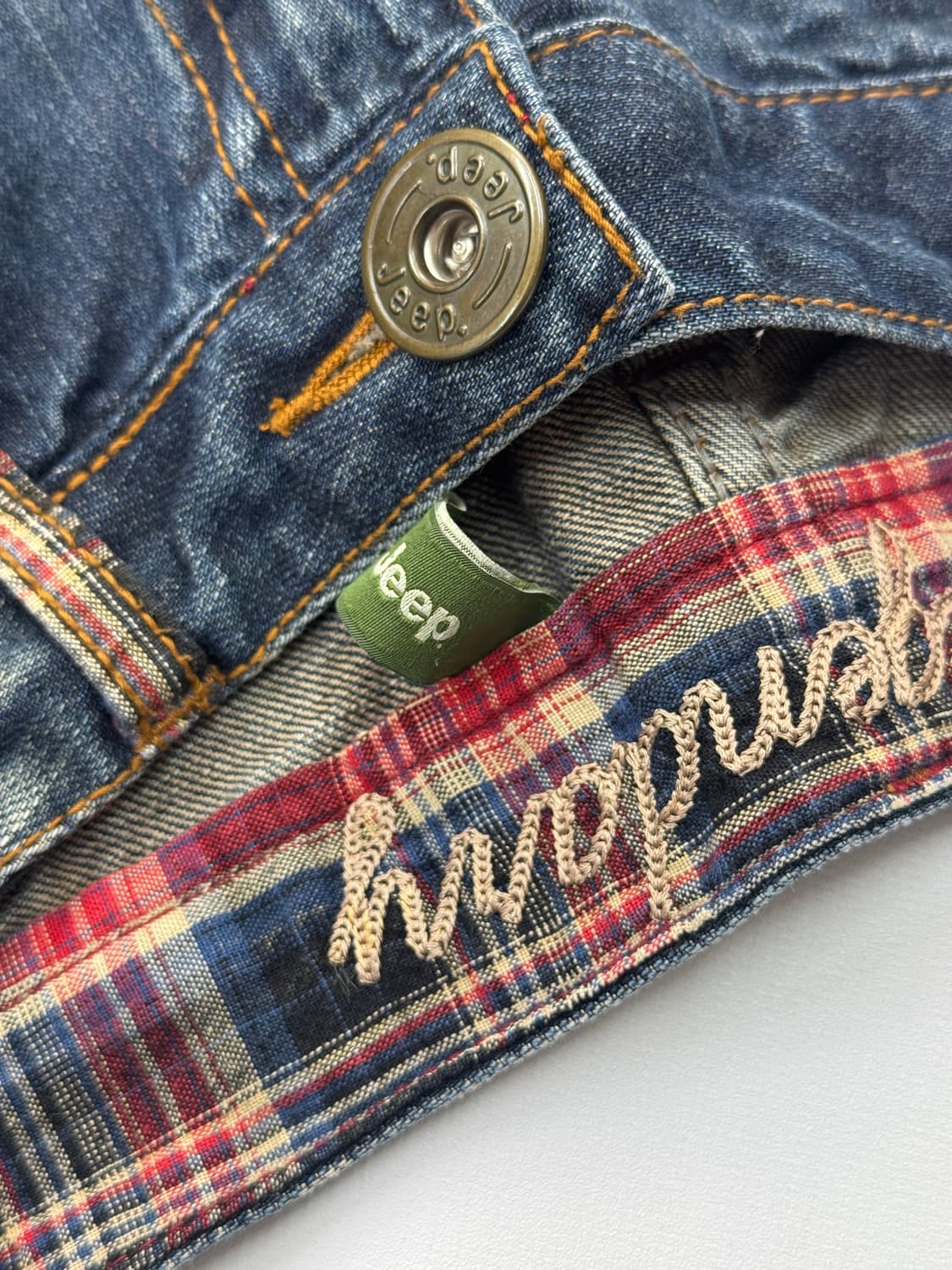 Jeep 빈티지 y2k 워싱 펑크 숏 팬츠 데님 체크 겨울 반바지   상품이미지6