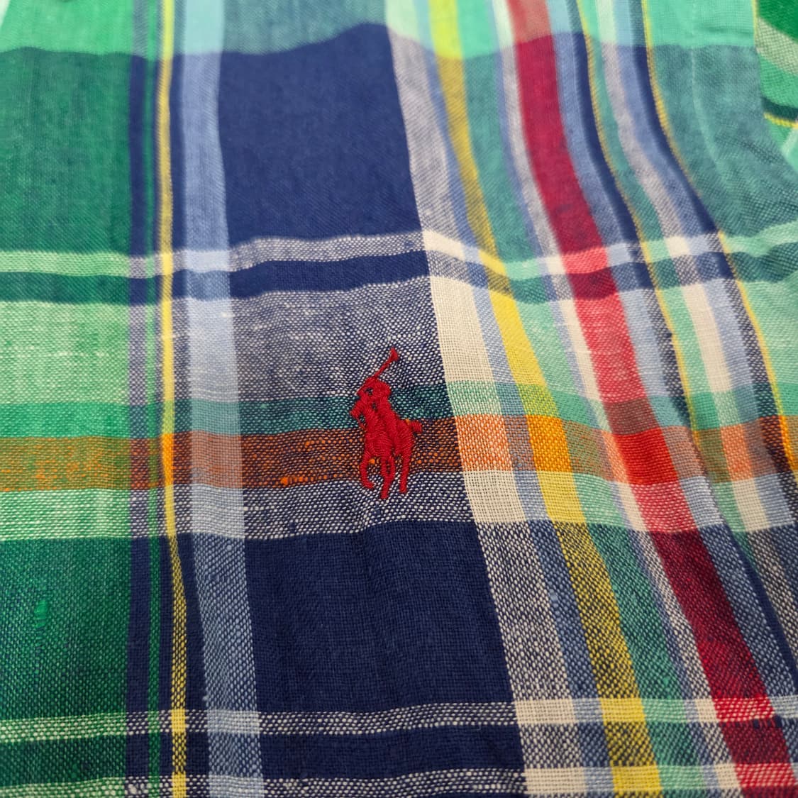 폴로 랄프로렌 체크 린넨 셔츠 M 상품이미지3