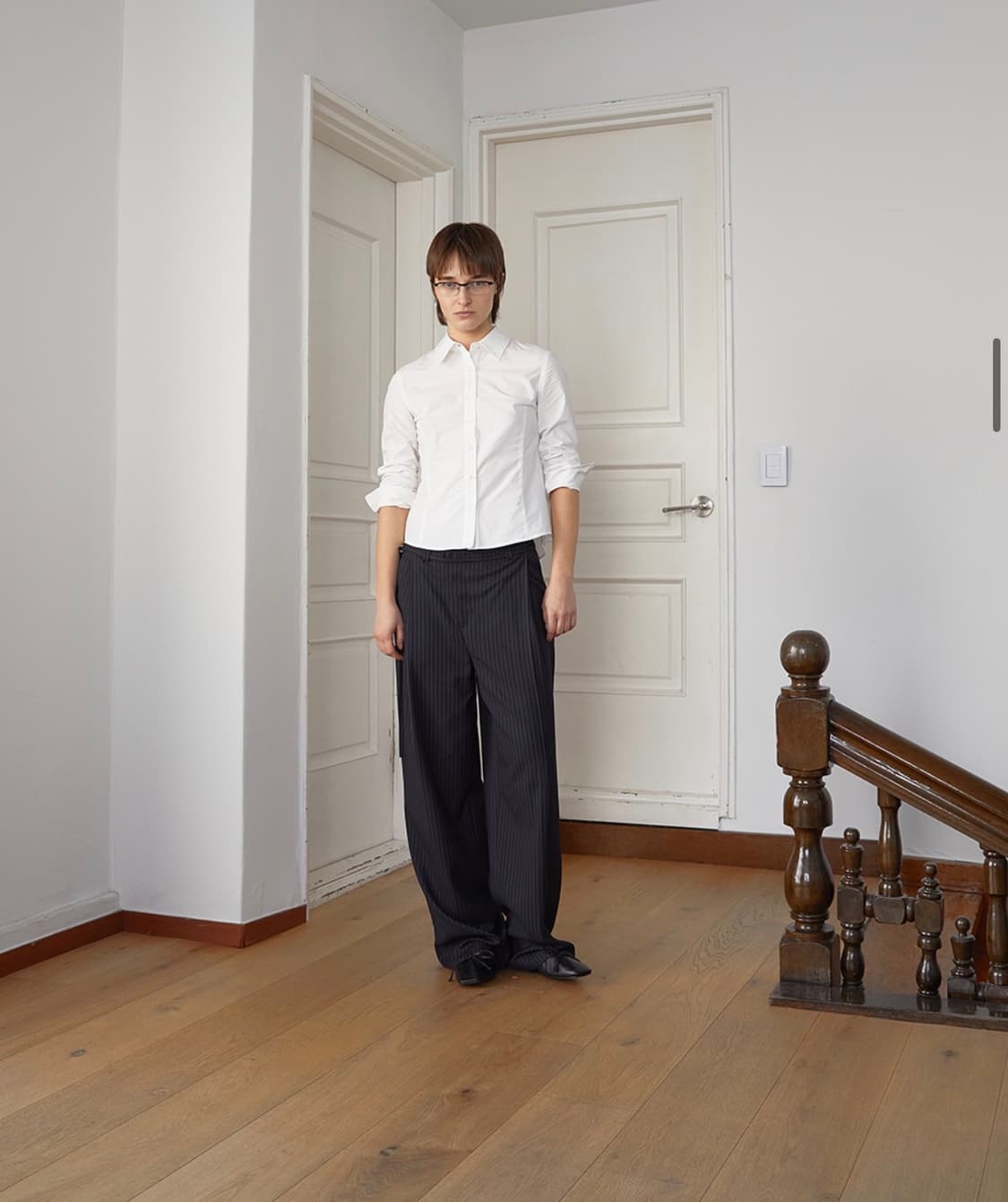 마뗑킴 다크 네이비 스트라이프 와이드 팬츠 m 상품이미지2