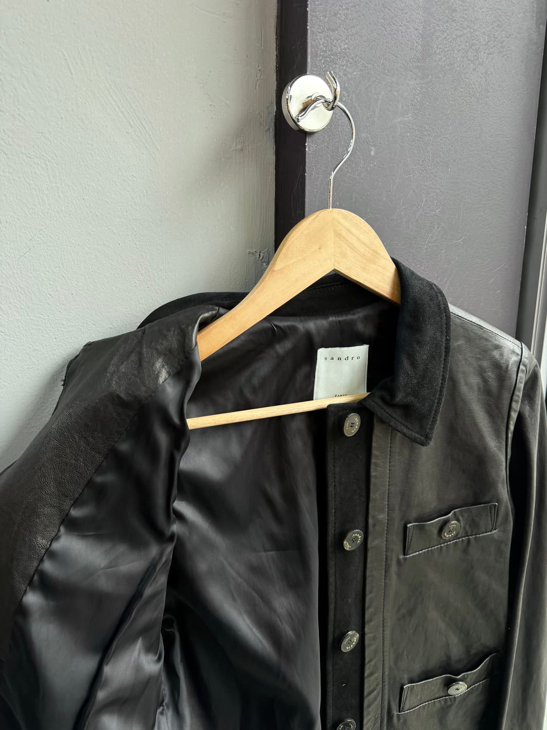55/ 산드로 램스킨 스웨이드 블렌딩 레더 자켓 상품이미지5