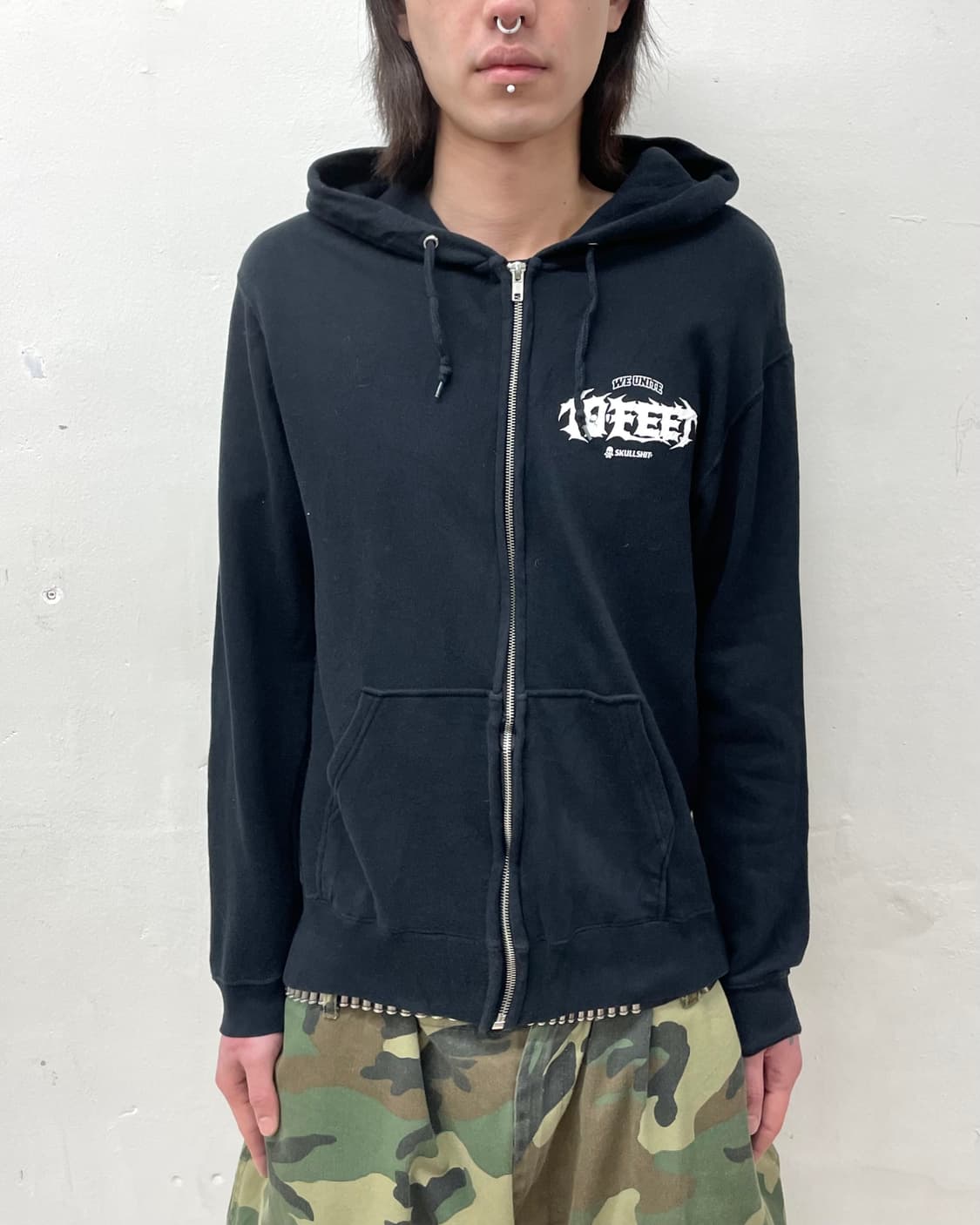 Back Skull Black Hooded Zip-Up 상품이미지2