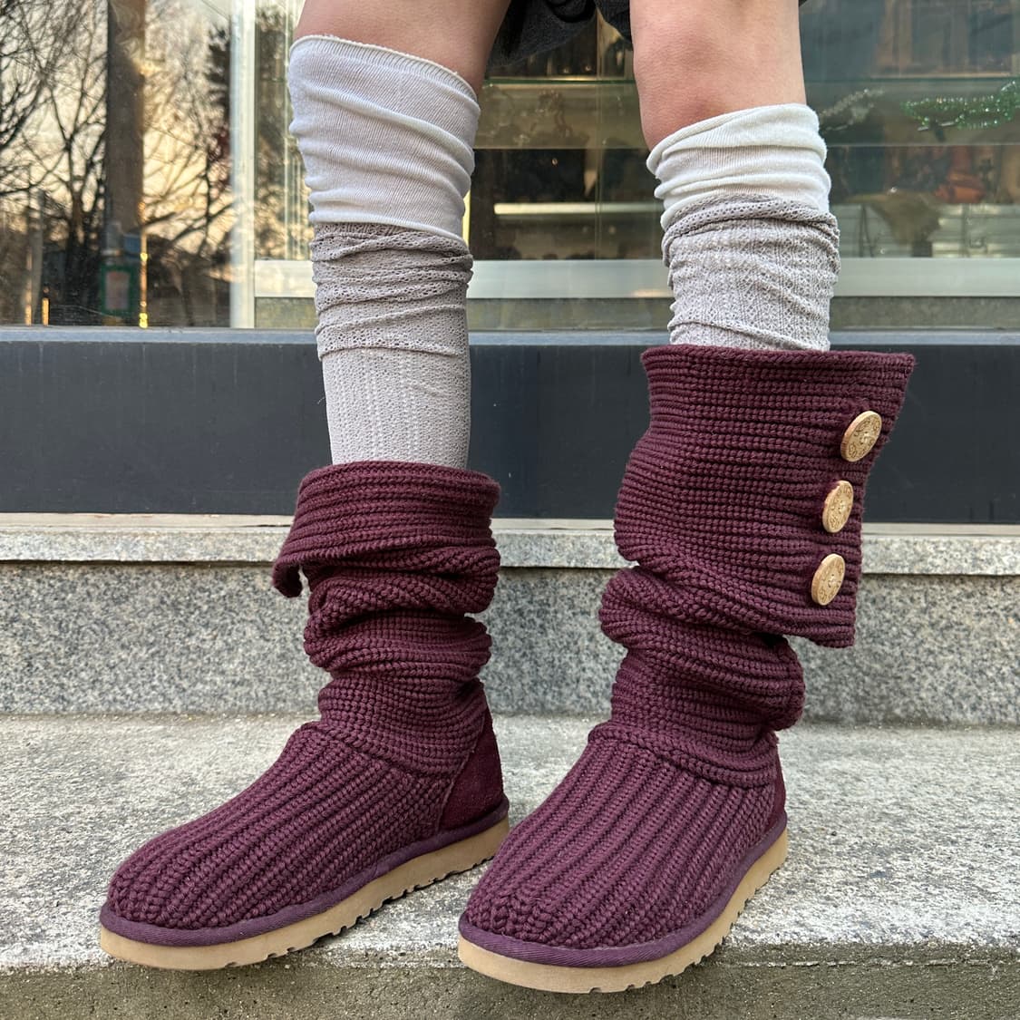 00s 베리 레드 어그 카디 니트 부츠 상품이미지4