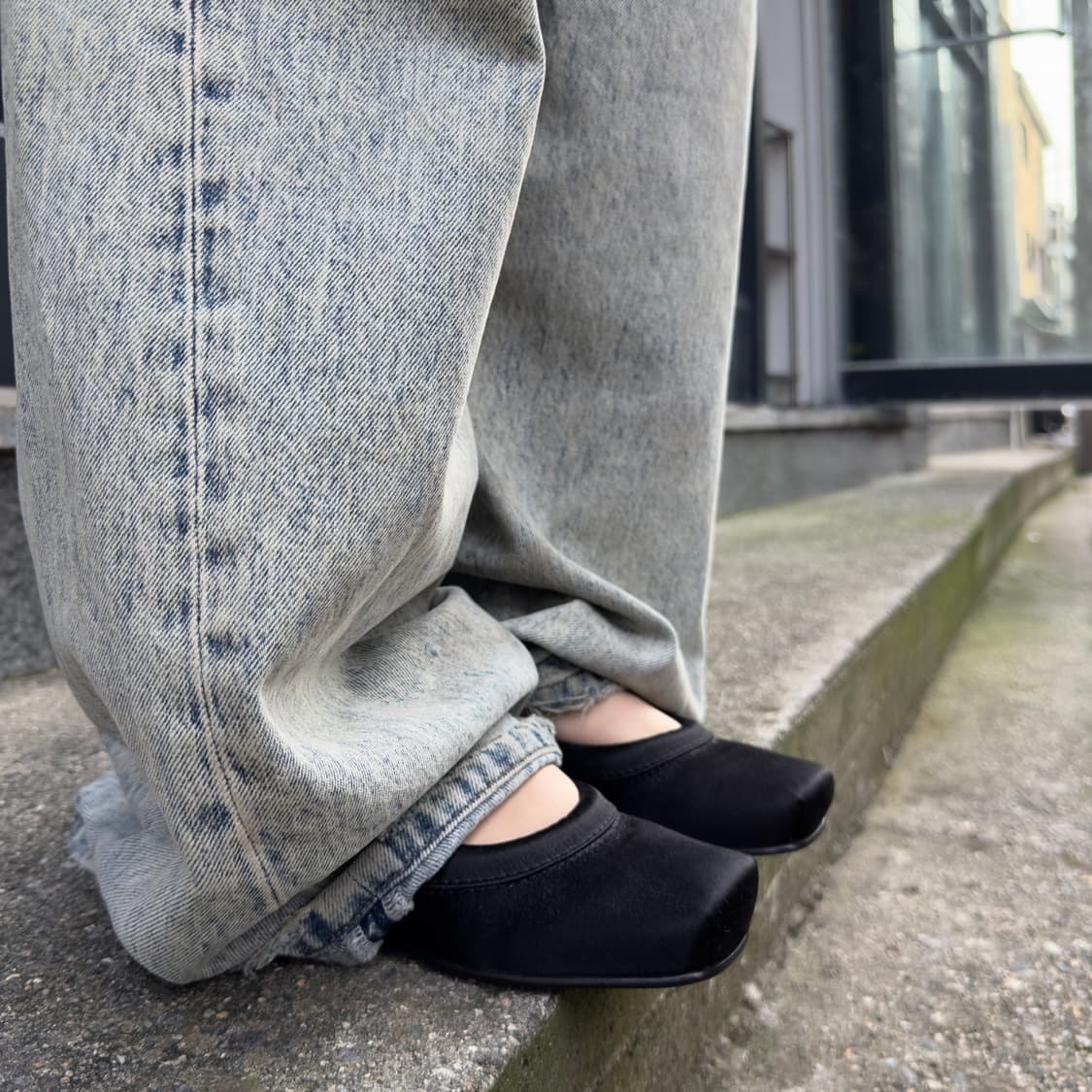 블랙 새틴 질 샌더 발레 플랫 상품이미지7