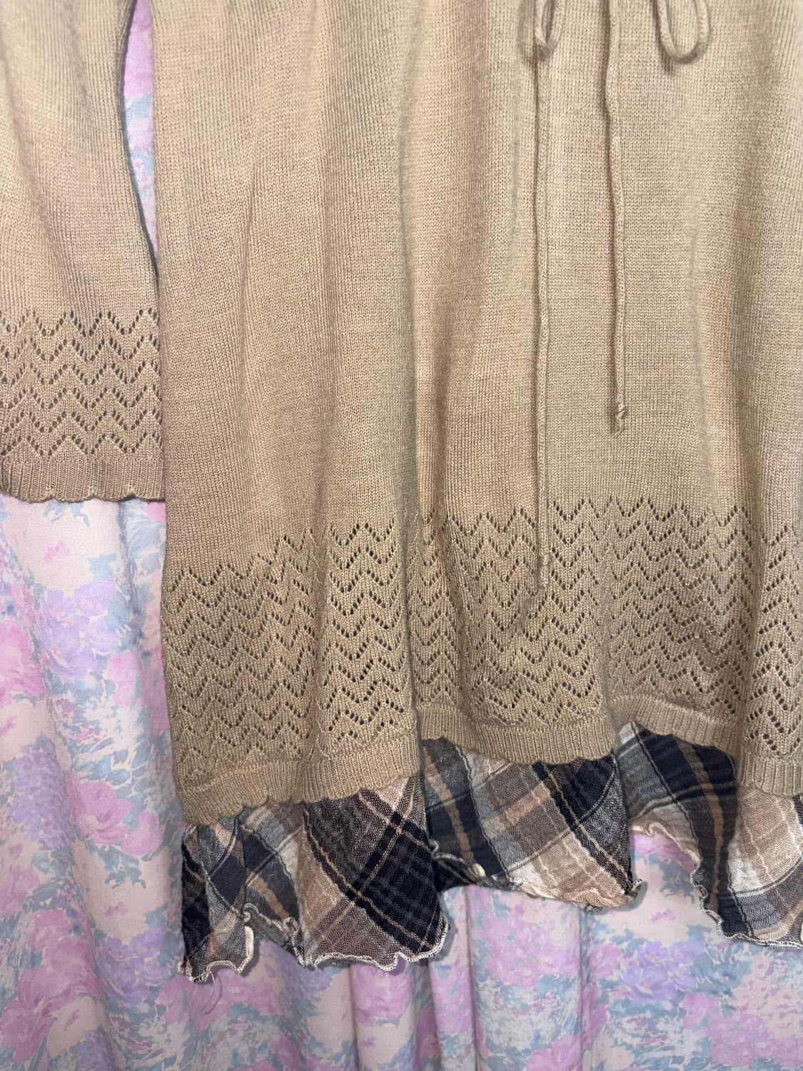 베이지 체크 레이어드 니트 상품이미지7