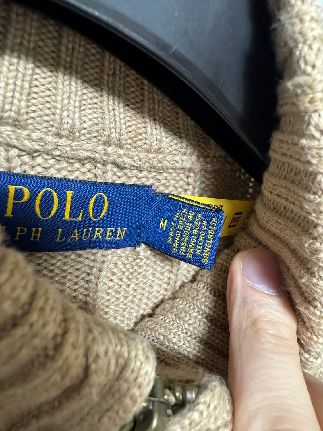 폴로 케이블 니트 풀집업 베이지 M 사이즈 팝니다 상품이미지3