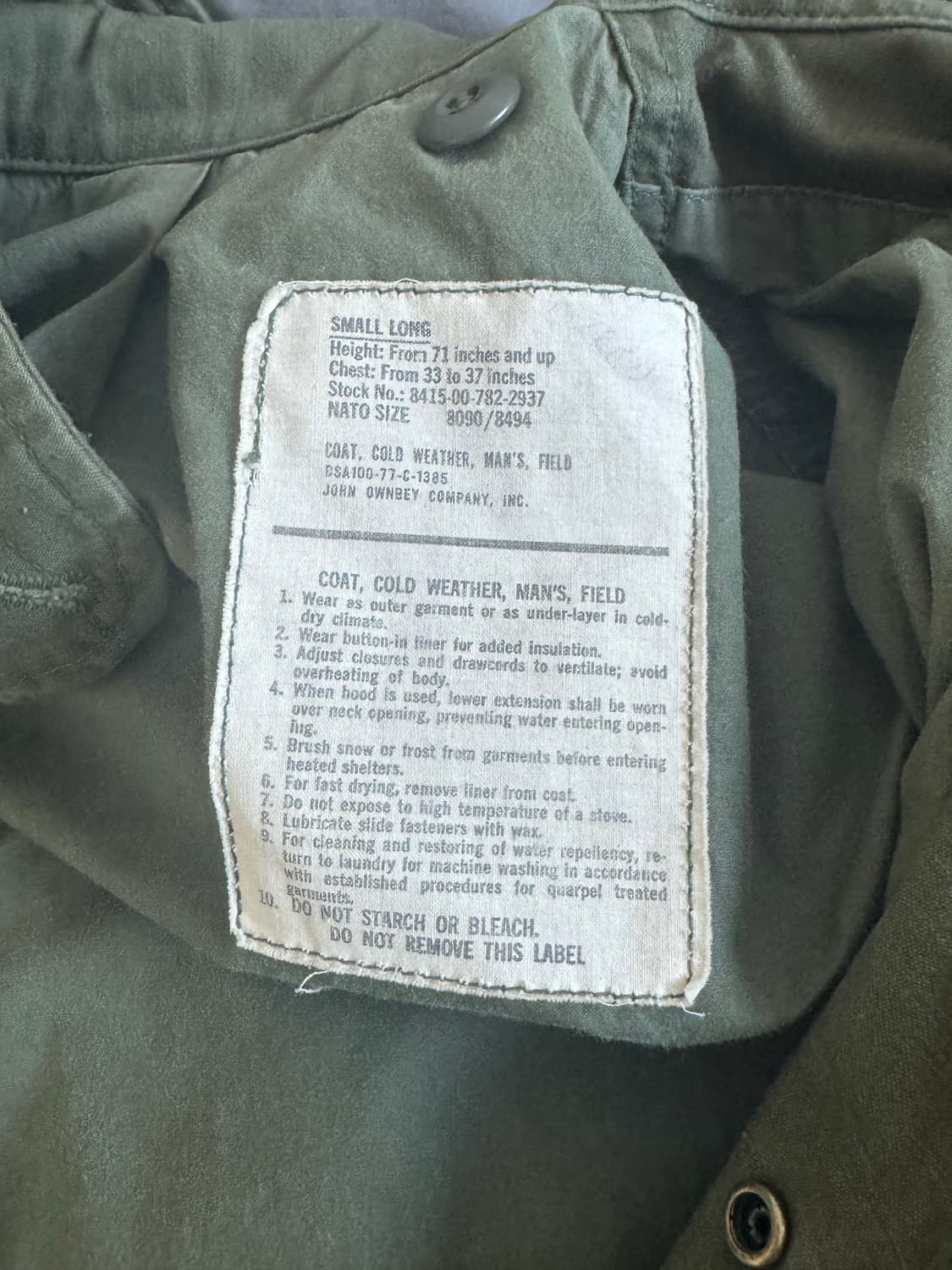 오리지널 m65 필드자켓 s 상품이미지2