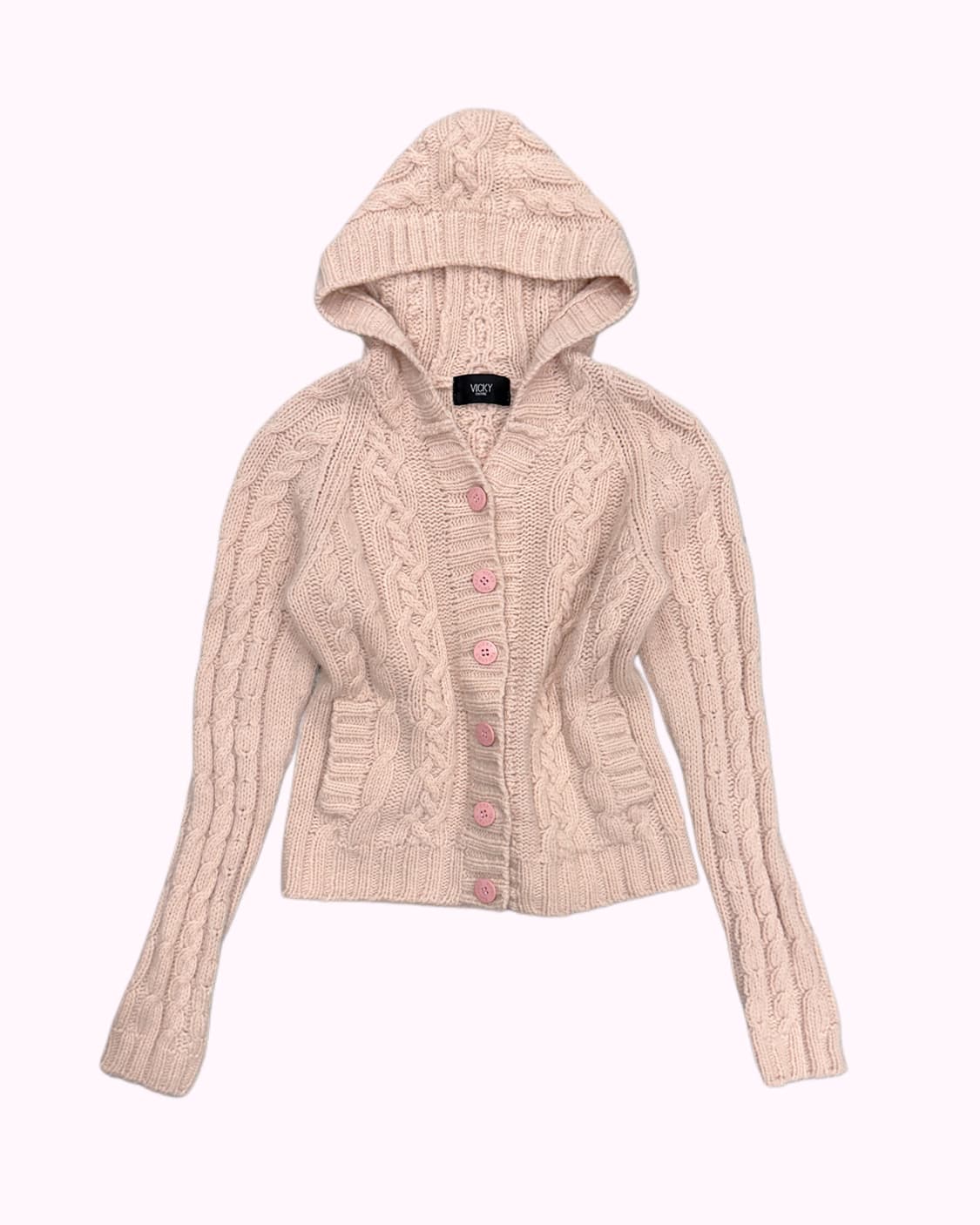 VICKY COUTURE crop knit hood cardigan 상품이미지1