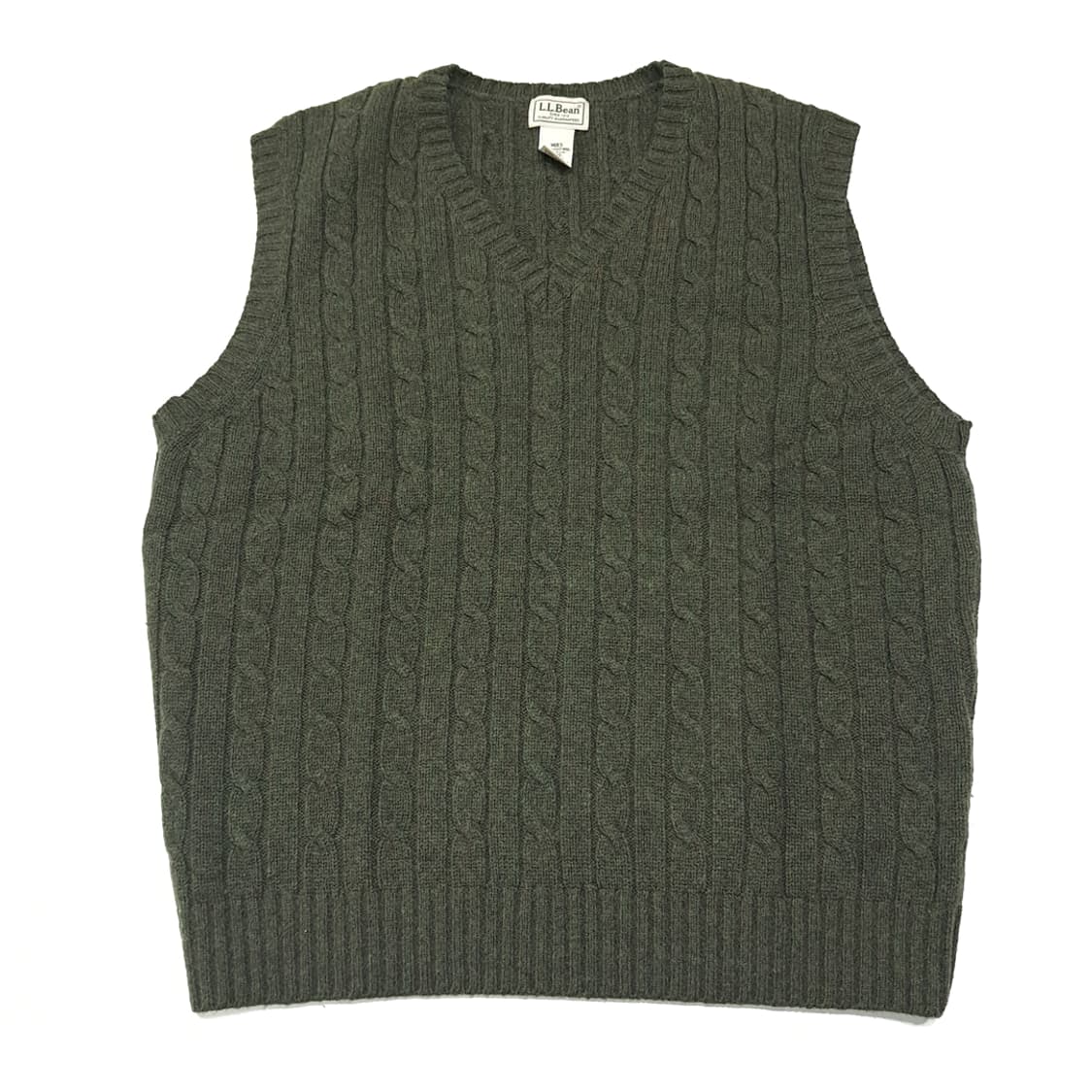 CL077 L 엘엘빈 다크올리브 그린 램스울 블렌드 케이블 니트 베스트 상품이미지1