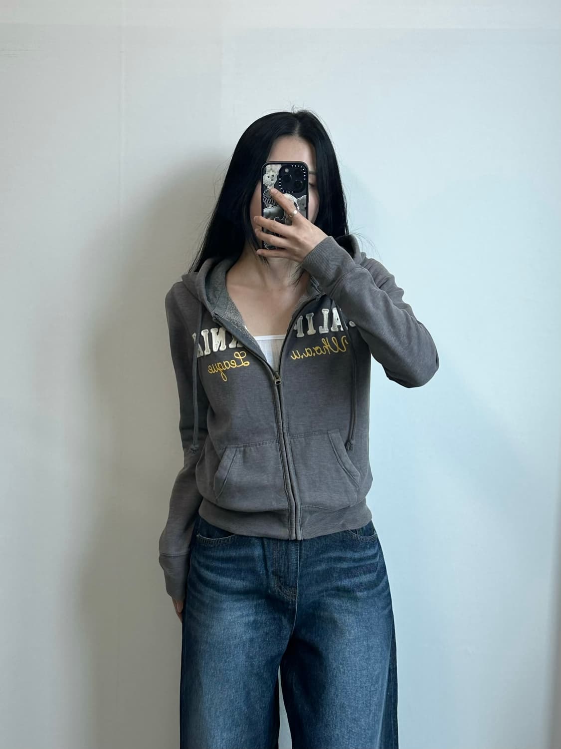 후아유 y2k 와투케 그레이 후드집업 상품이미지1