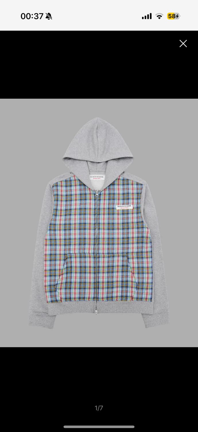 더뮤지엄비지터 CHECK MIXED ZIPUP HOODIE  상품이미지1