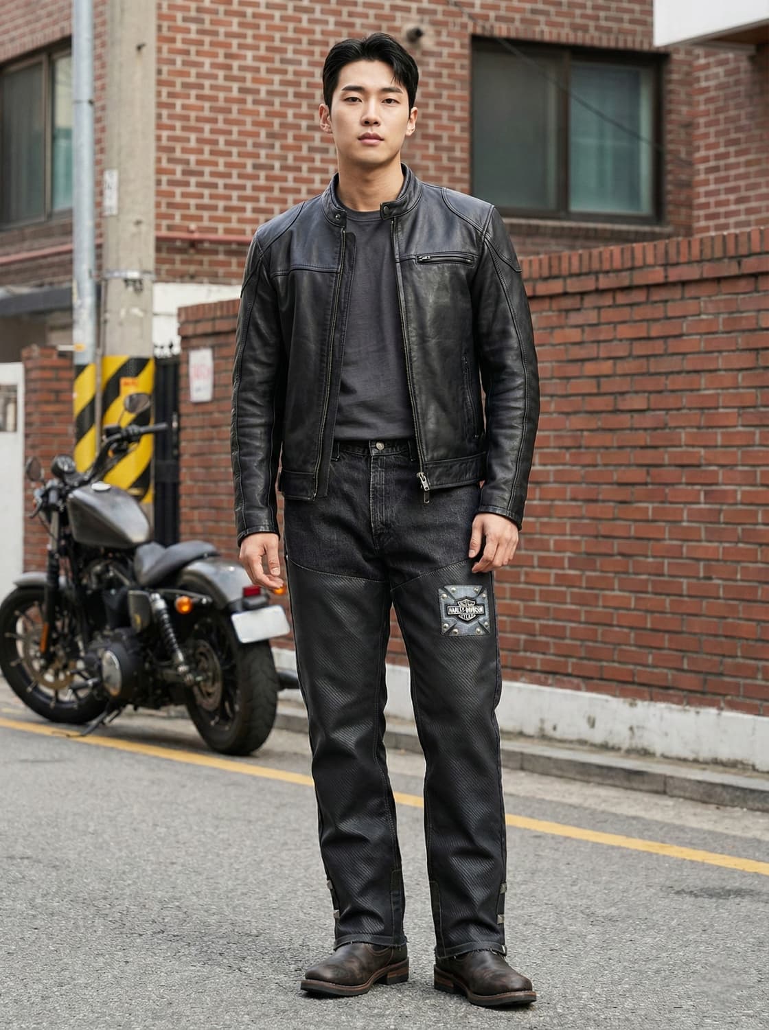 할리데이비슨 스터드 넘버원 패치 스터드 패널 데님 팬츠 상품이미지1