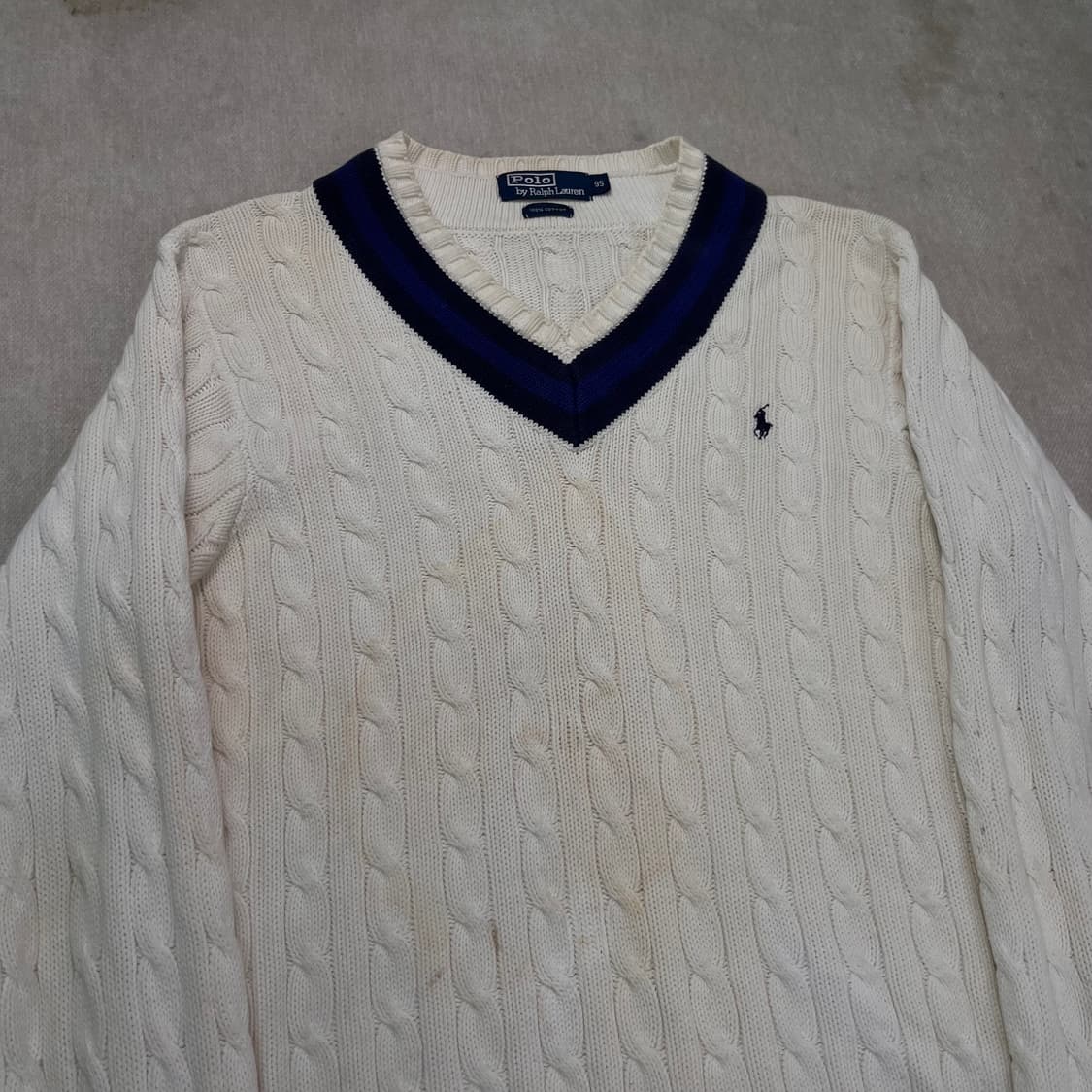 100 폴로 랄프로렌 브이넥 꽈배기 니트 상품이미지2