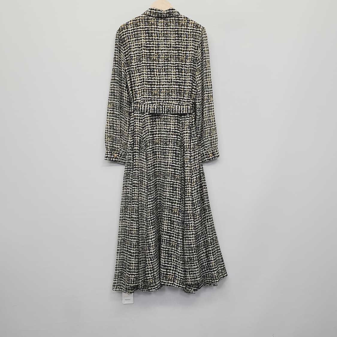 DIWENSI 디웬시 패턴 벨티드 셔츠 롱 원피스 (금장 디테일) 상품이미지5