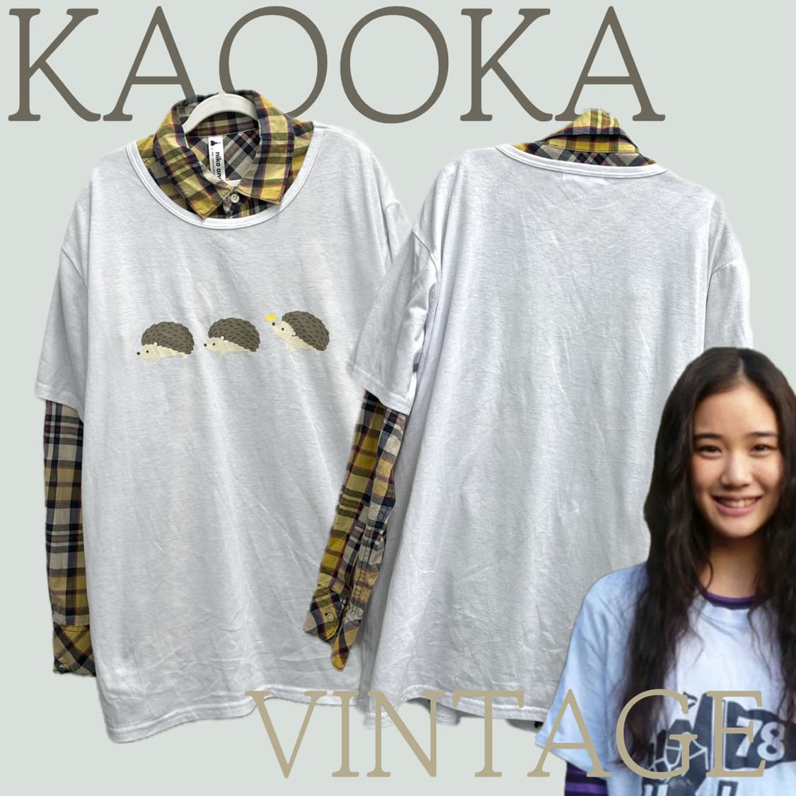 🦔하구미의 고슴도치 친구들 코디세트🦔셔츠 반팔티셔츠 모리걸 괴짜룩 상품이미지1