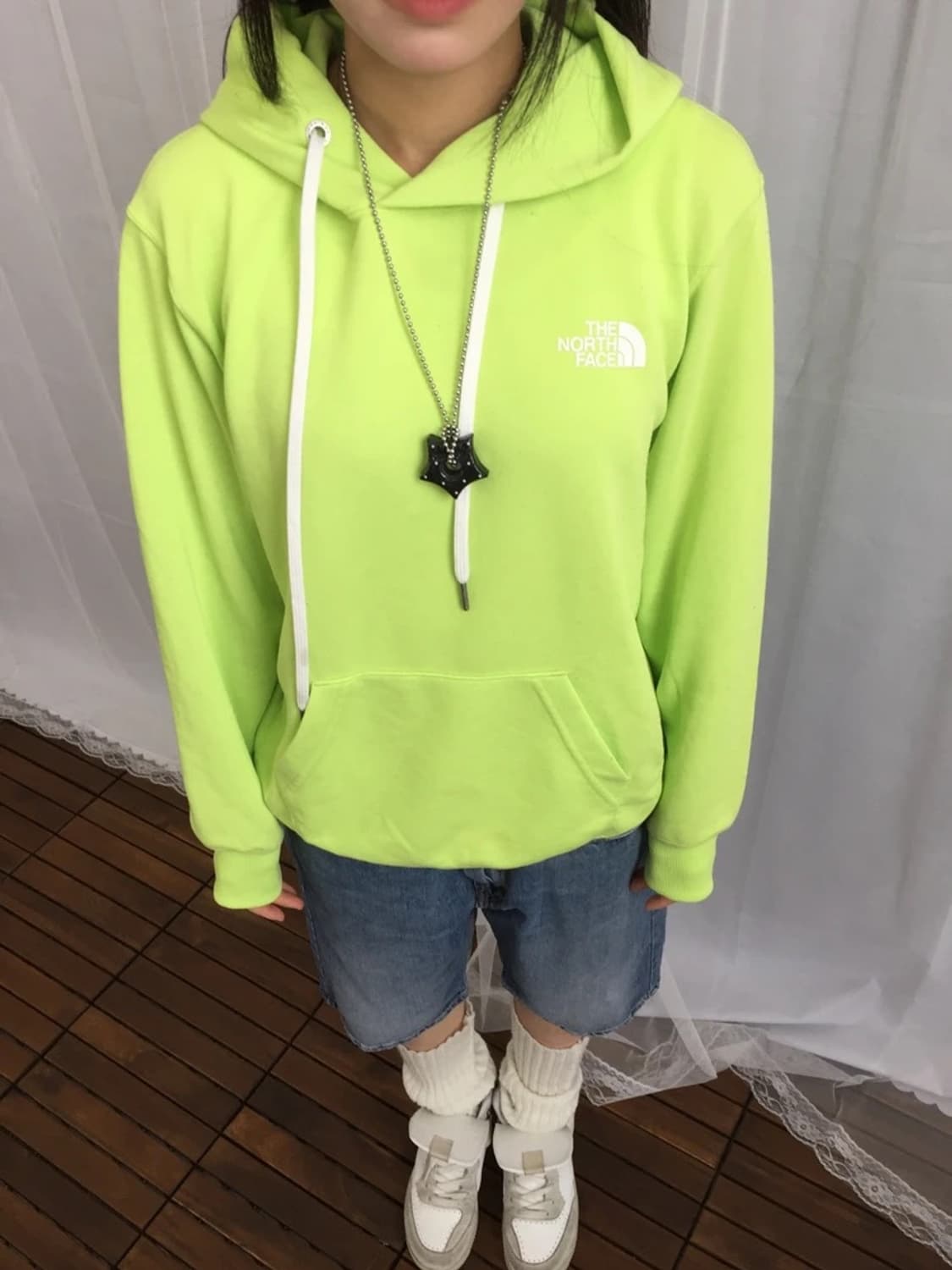 TNF Back Square Logo Lime Hoodie 상품이미지3