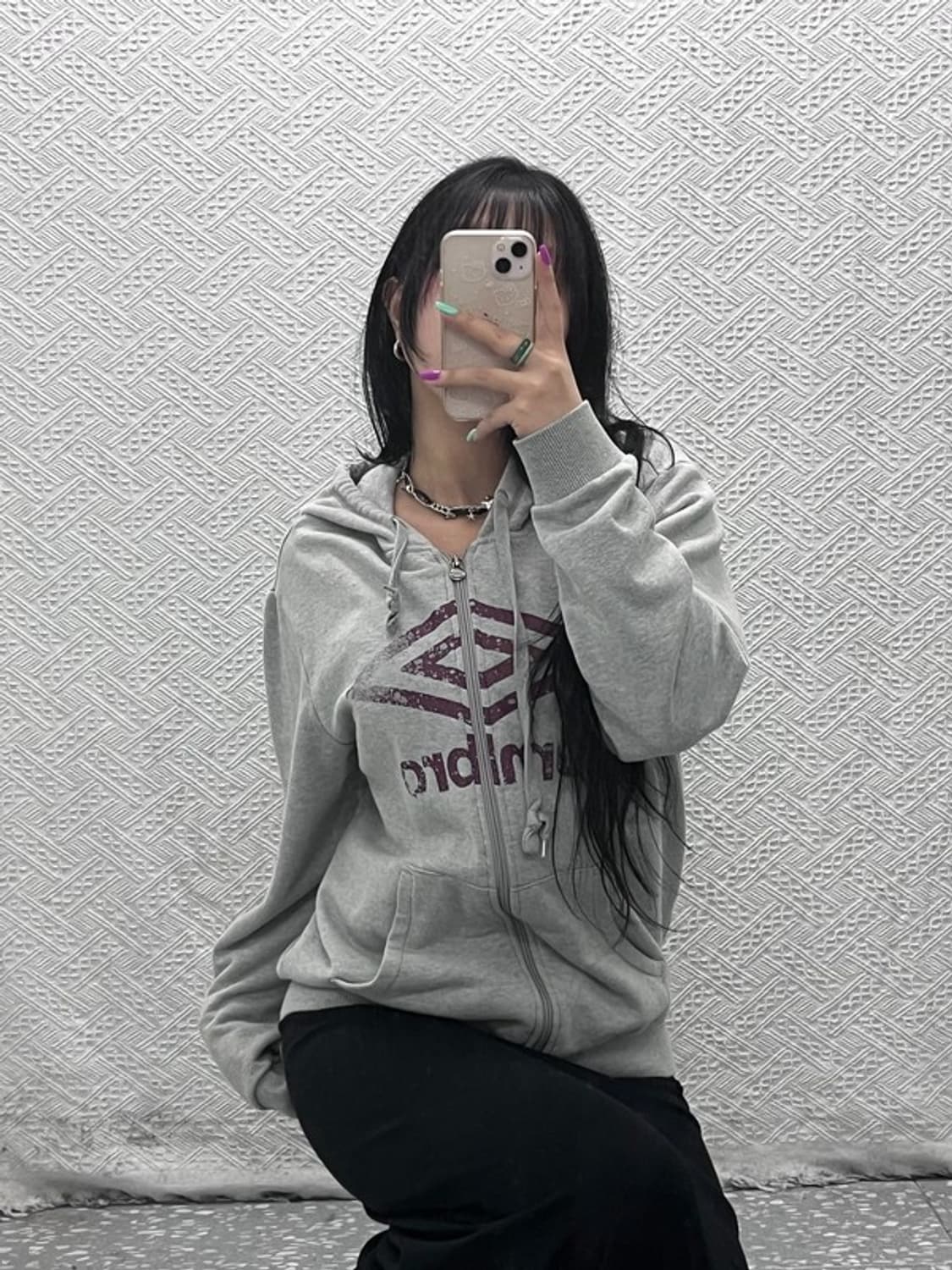 엄브로 올드스쿨 빈티지 에센셜 빅로고 후드 집업 L C07223 상품이미지2