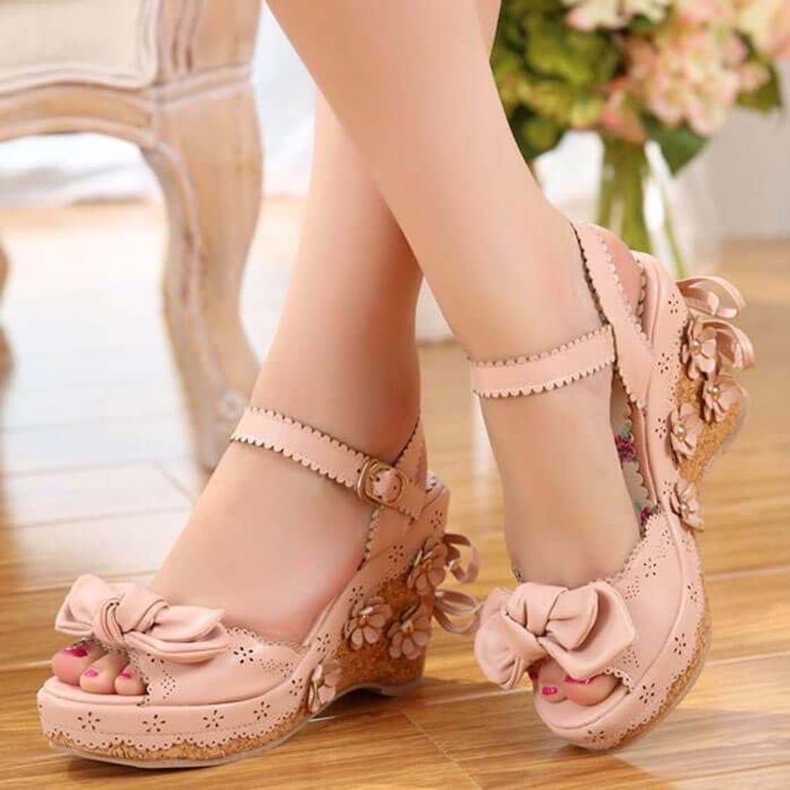 리즈리사 고전 핀터깔 플로럴 구두 히메카지 라떼갸루 히메갸루 상품이미지1