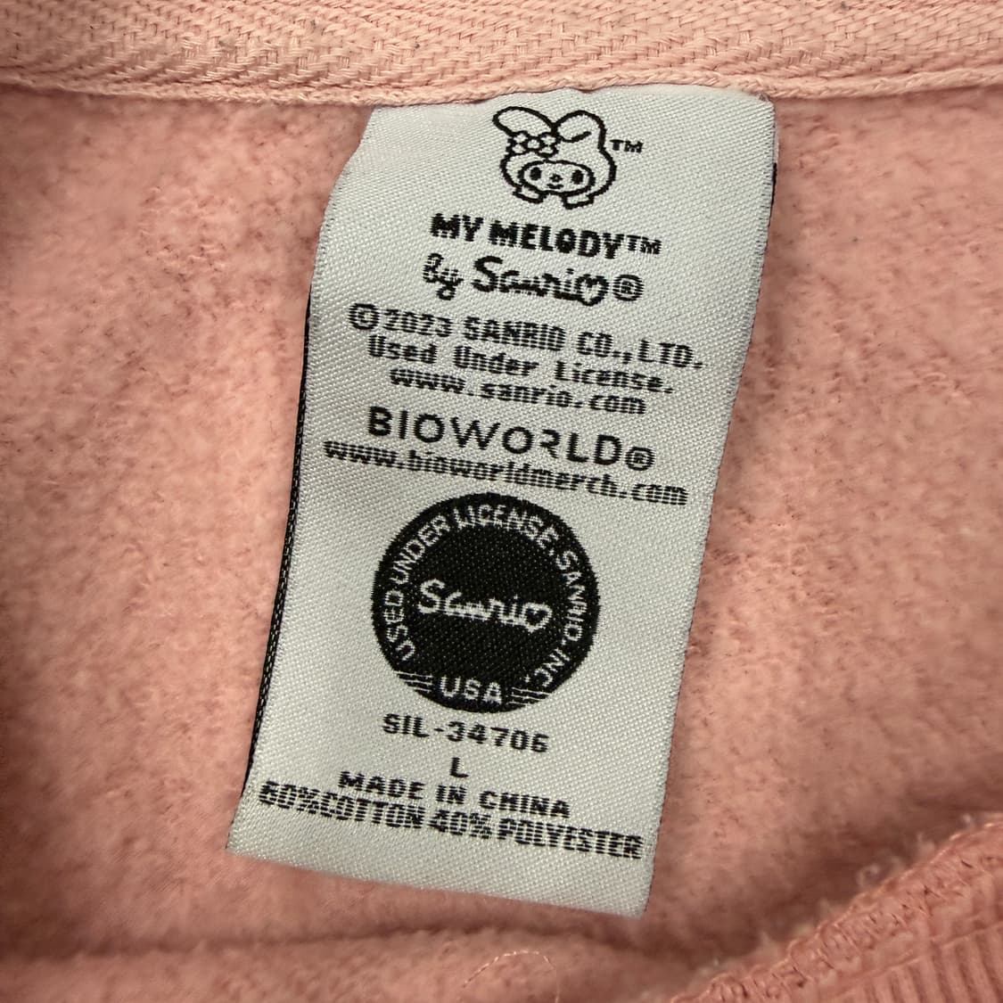 (L)바이오 월드 산리오 Sanrio 마이멜로디 맨투맨(딸기우유) 상품이미지2