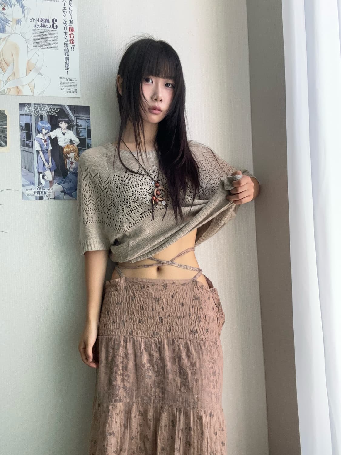 투웨이 모리 하구미 에스닉 잔꽃 롱스커트 상품이미지1