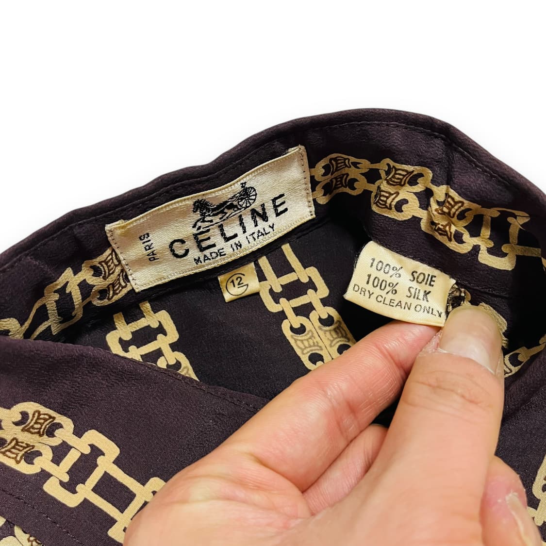 셀린느 90s 구형 모노그램 체인 실크 셔츠 상품이미지8