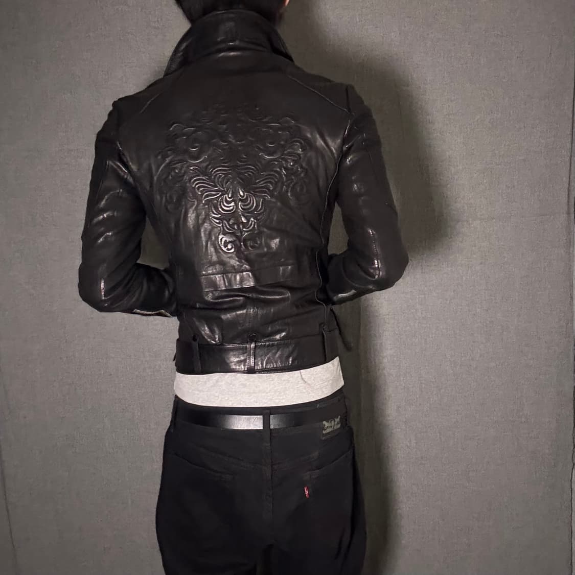 vintage black leather jacket 상품이미지7