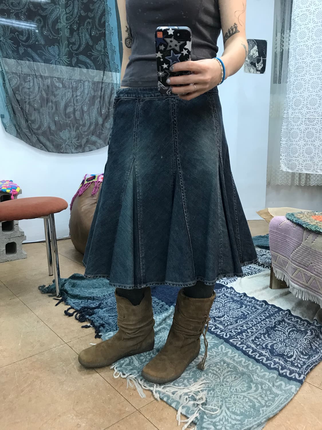 o’2nd 빈티지 워싱 데님 미디스커트  상품이미지1