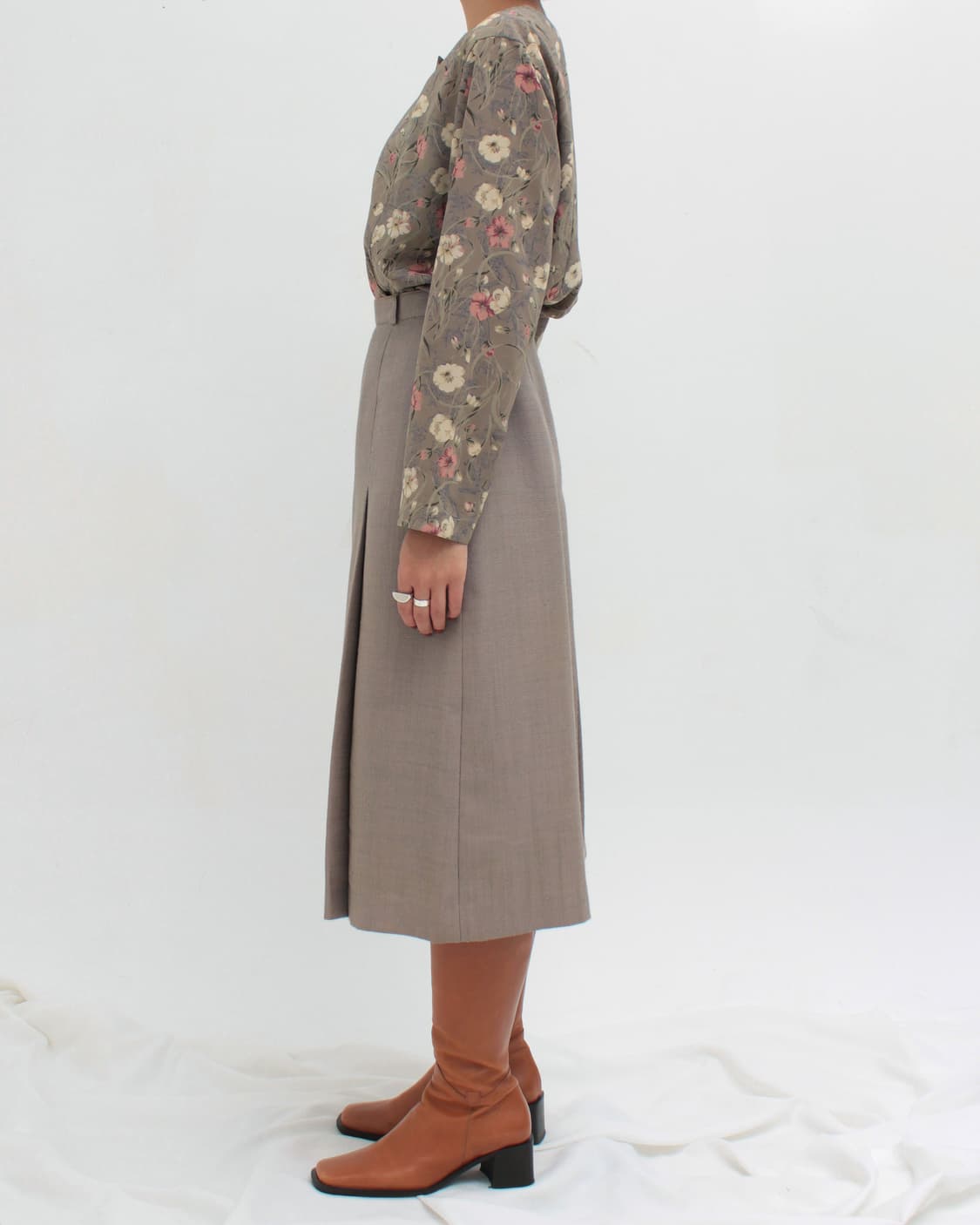 일본 빈티지 플라워 패턴 라운드넥 블라우스 상품이미지7