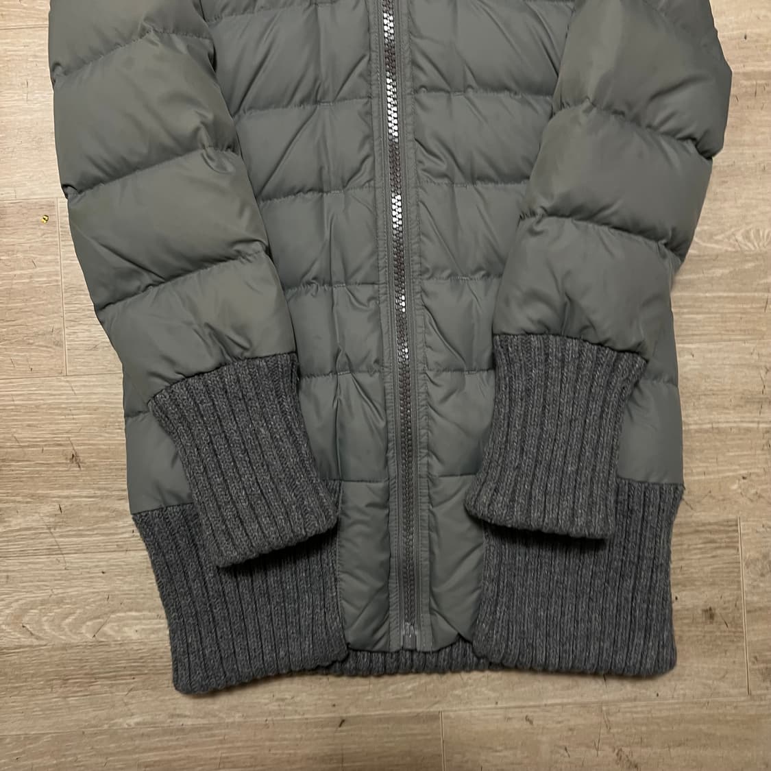 슈퍼드라이 덕다운 니트 스웨터 립 후드 패딩 점퍼 [그레이] S/90 상품이미지3