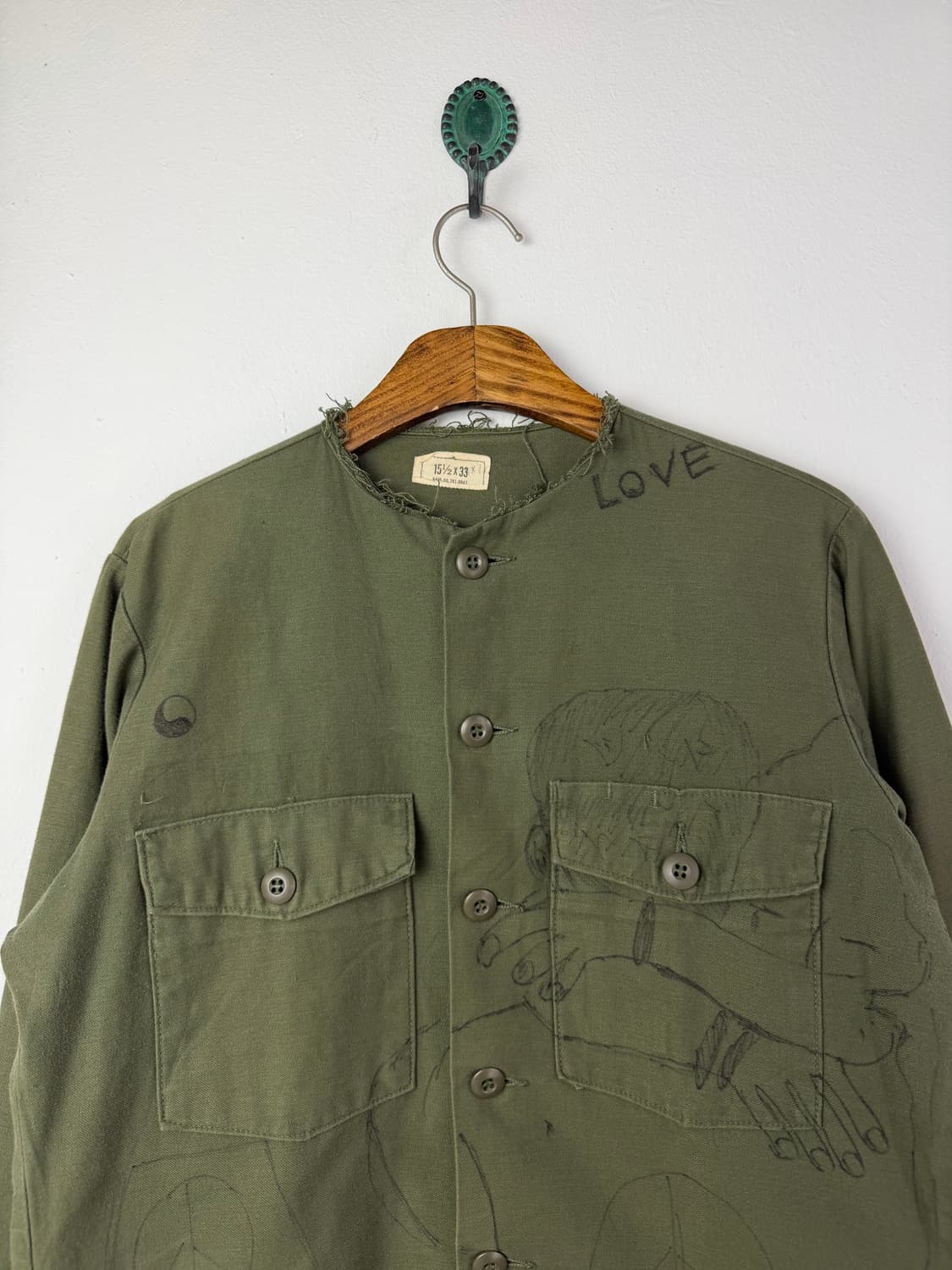 70s OG-107 드로잉 커스텀 밀리터리 셔츠 상품이미지2