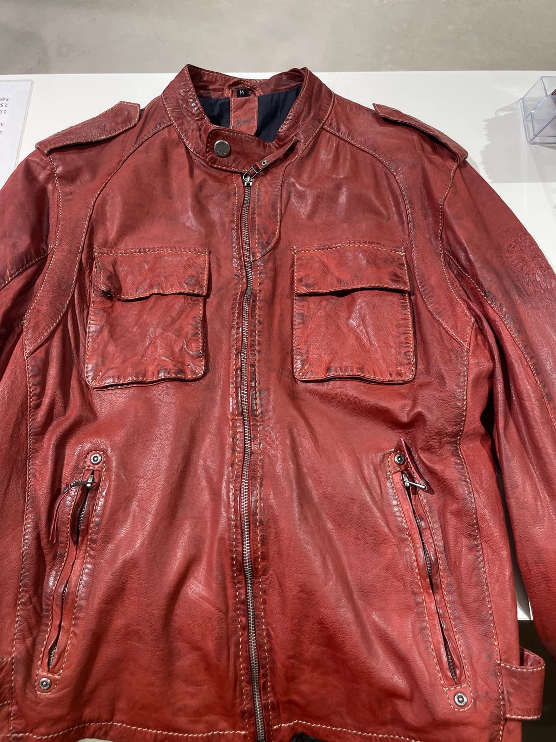 gipsy 레디쉬 브라운 체스트 포켓 레더 자켓 상품이미지10