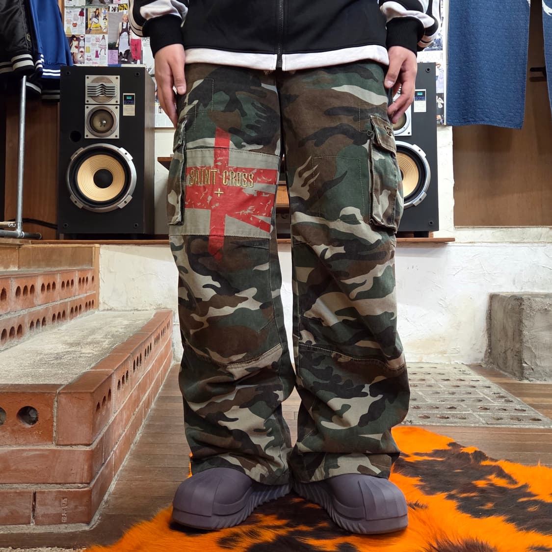 빈티지 카모 밀리터리 와이드 카고 팬츠 상품이미지1