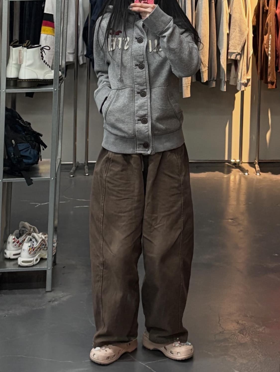 홀리스터 버튼 y2k 그레이 후드집업 A3225 상품이미지1