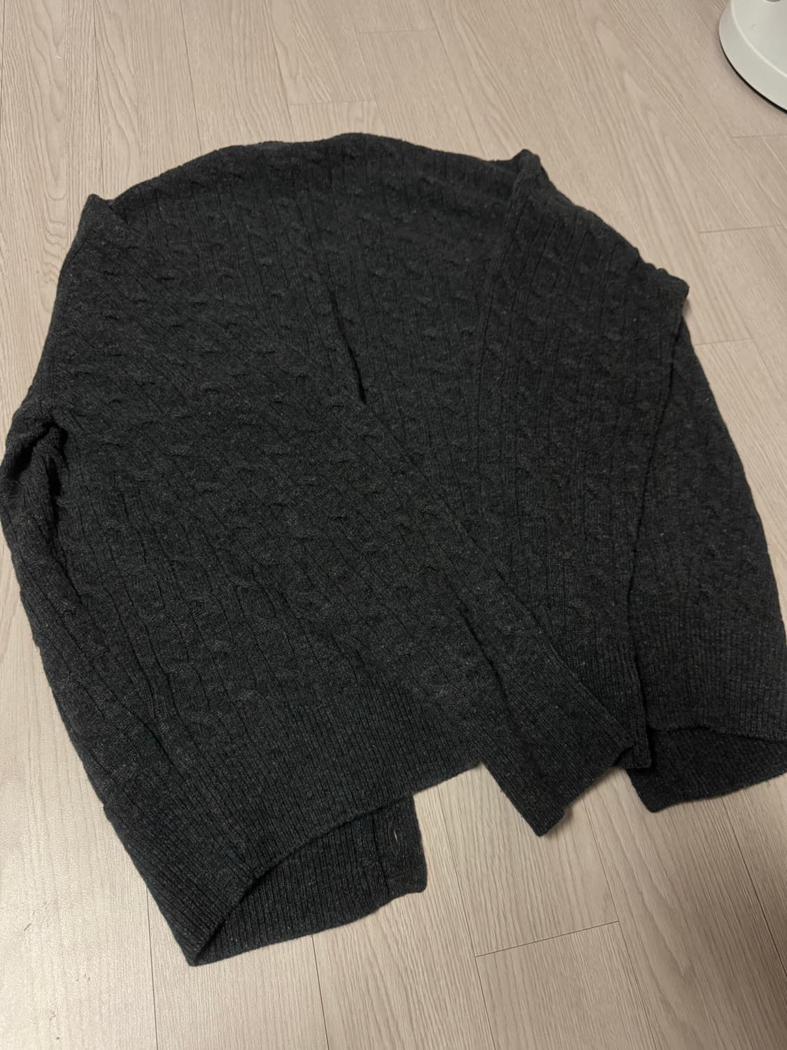 유니온블루 케이블 울 가디건 챠콜L사이즈 상품이미지5