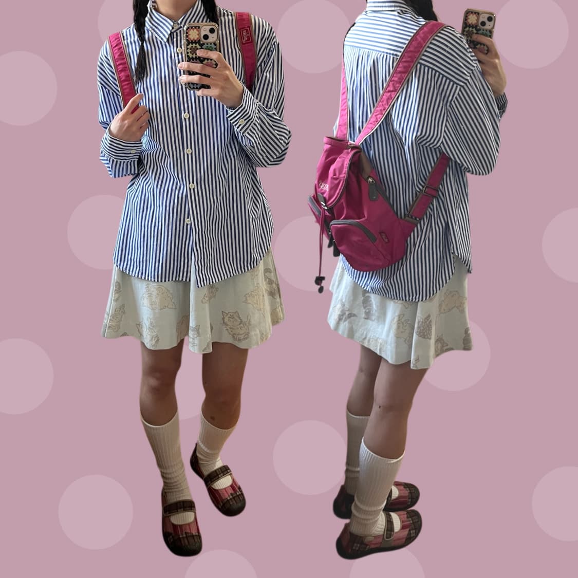 네이비 스트라이프 오버핏 셔츠 상품이미지1