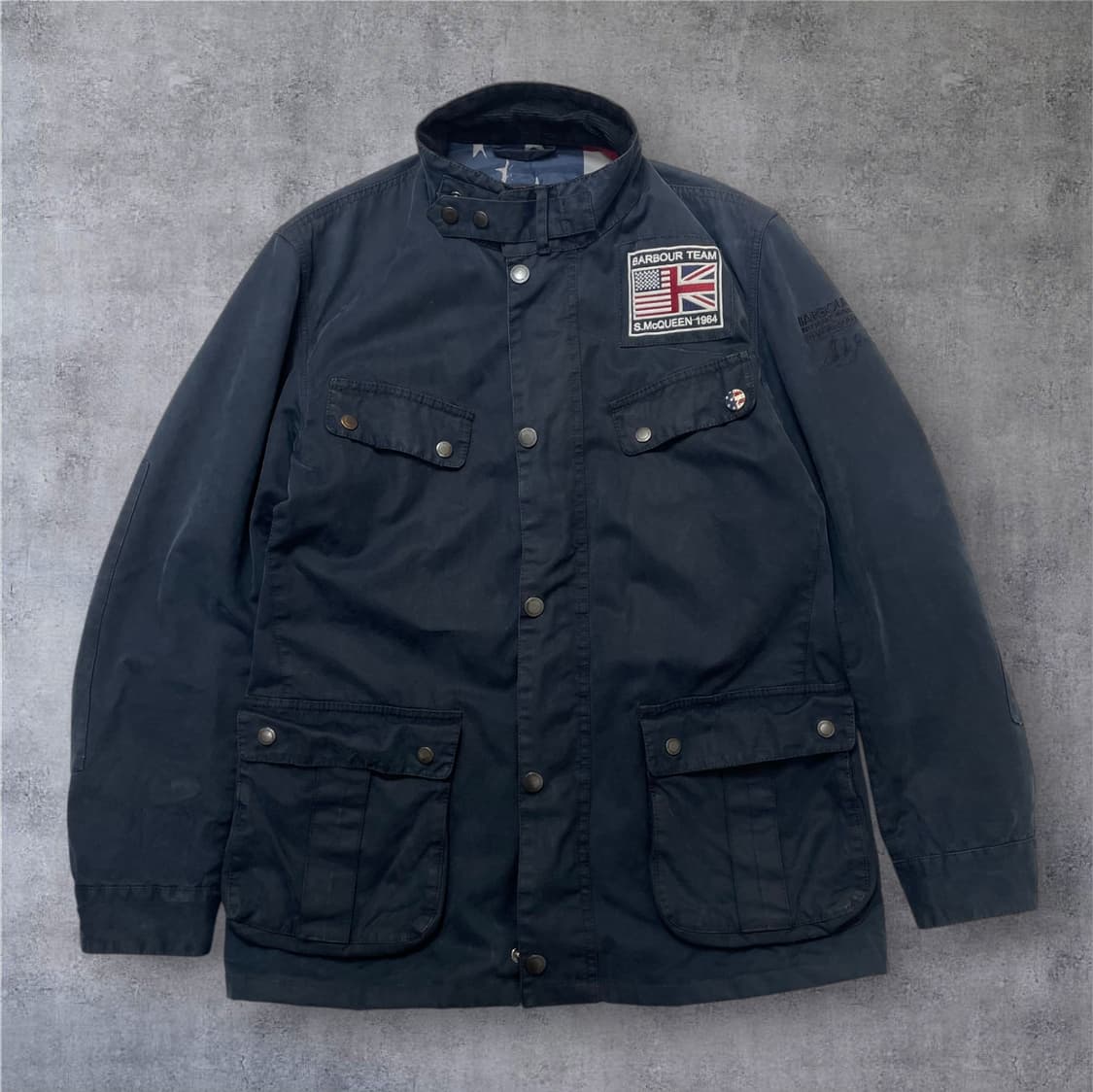 바버 Barbour 네이비 인터내셔널 스티브 맥퀸 왁스 자켓 L(110) 상품이미지1