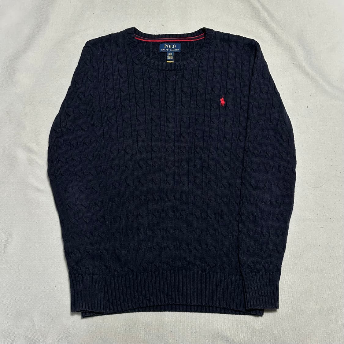XL 폴로랄프로렌 레드 포니 여성용 네이비 케이블 니트 상품이미지2