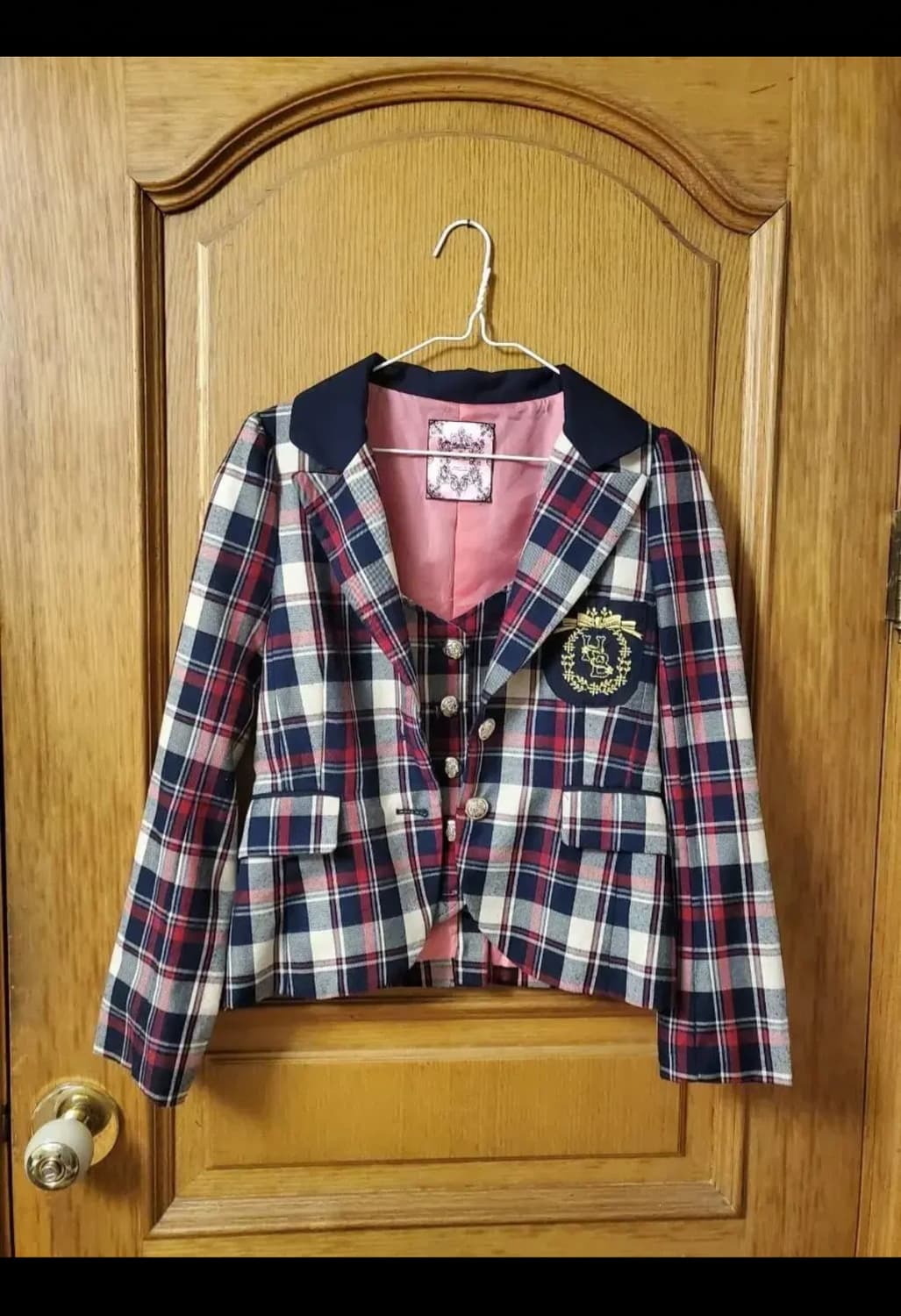 일본 빈티지 ytk 하이틴 스쿨룩 체크 자켓 상품이미지1