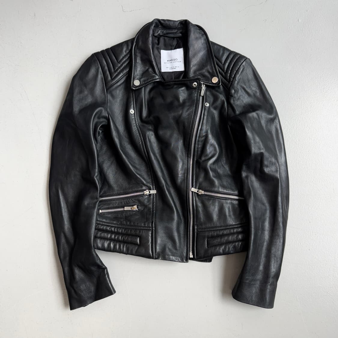 바이커 리얼레더 사선 라이더 양가죽 자켓 상품이미지2