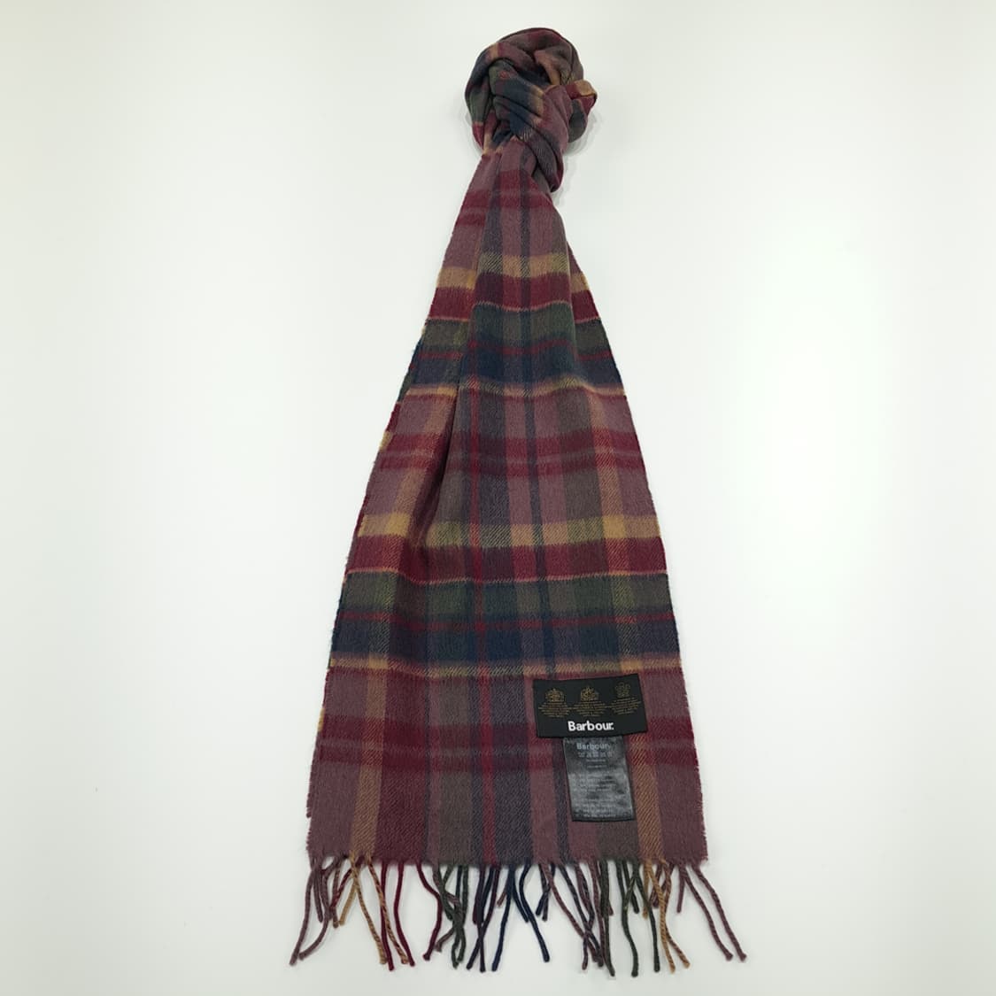 MX238 바버 버건디와인 타탄체크 램스울 캐시미어 목도리 머플러 상품이미지1