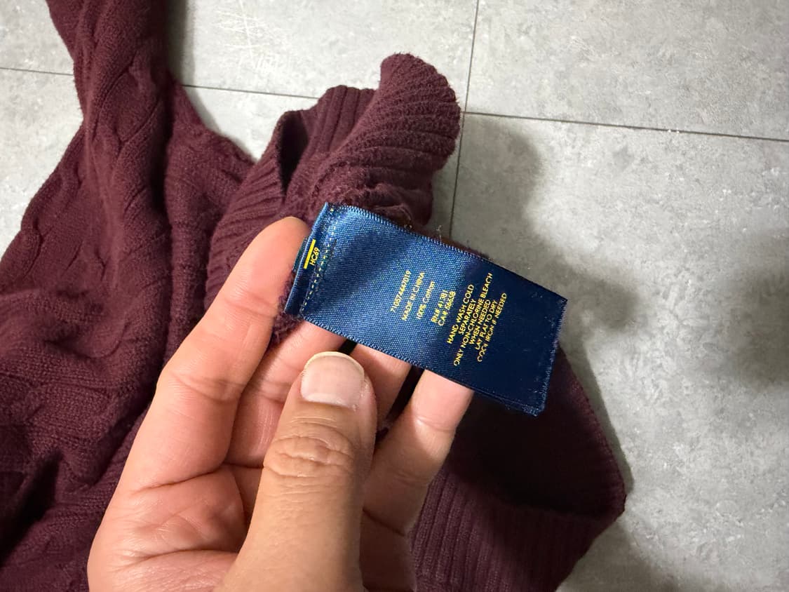 랄프로렌 폴로 버건디 케이블 빈티지 코튼 니트  100size   상품이미지2