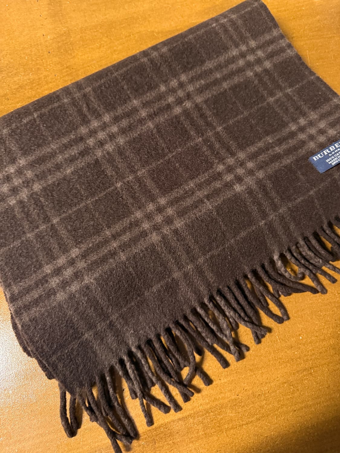 버버리 런던 캐시미어100% 체크 머플러 브라운 상품이미지3