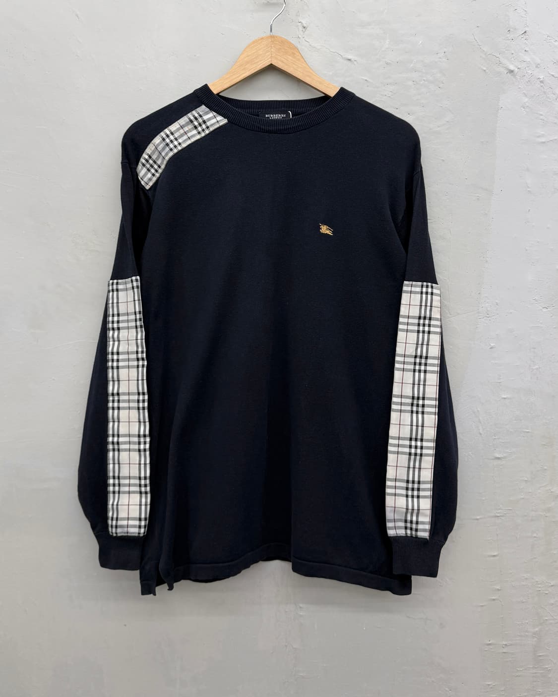 Burberry 00s 노바체크 패치 코튼 니트 상품이미지1