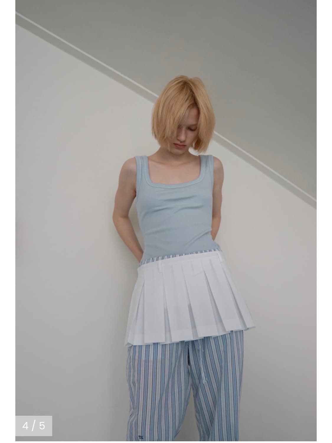 O ANGEL 오엔젤 썸머 플리츠드 스커트 에이프런(화이트) 상품이미지3